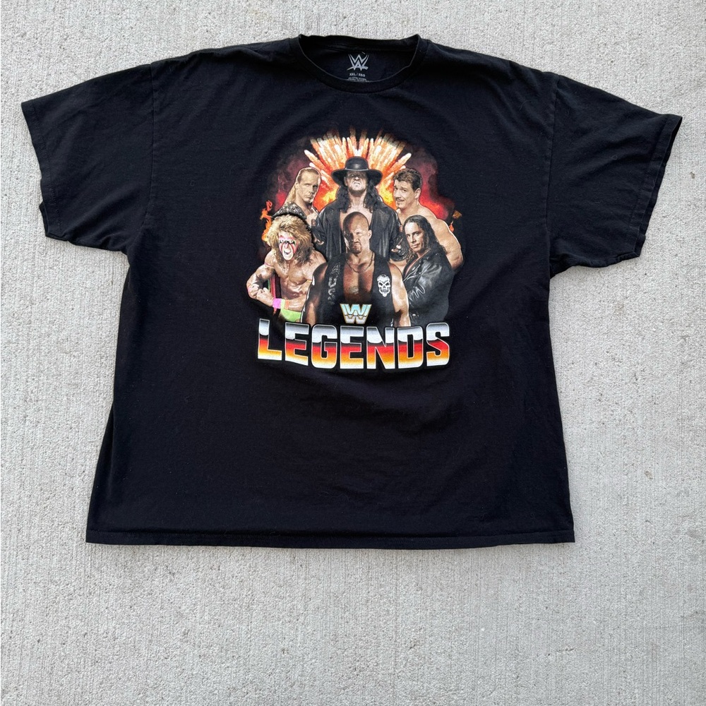 WWE Legends Graphic T Shirt Black -Mens 2XL Undertaker Stone Cold Bret Hart 2018